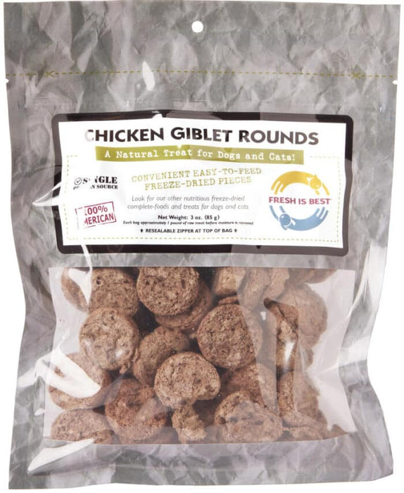 Fresh is Best Freeze Dried Treats, Chicken Gibblet Rounds 3oz