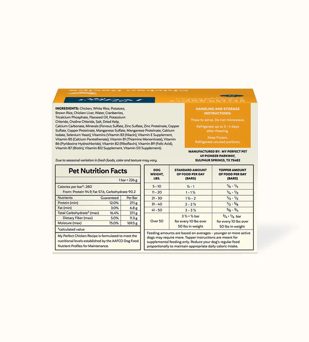 My Perfect Pet Dog Frozen Gently Cooked Food Chicken & Rice (New Formula)