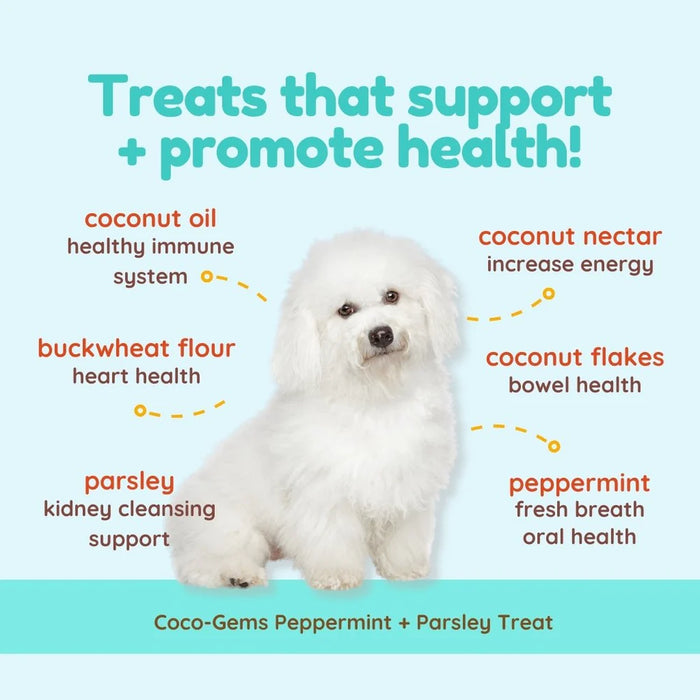 Coco Therapy Coco-Gems Dog Treats Peppermint & Parsley + Coconut