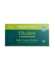 Green Juju Dog Frozen Raw Food Chicken & Sardine 18lb Patties Bulk