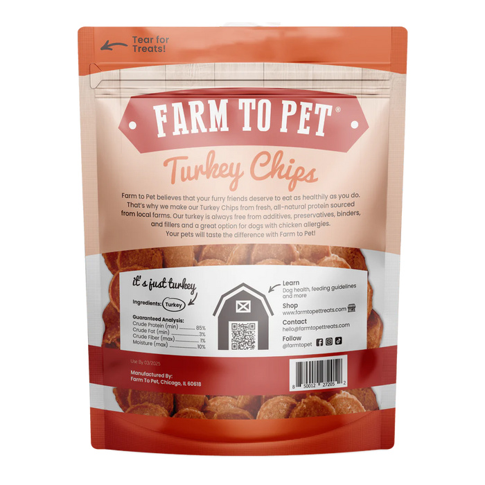 Farm to Pet Treats Turkey Chips, 12 oz