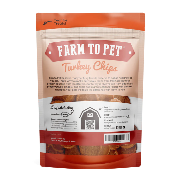 Farm to Pet Treats Turkey Chips, 4 oz