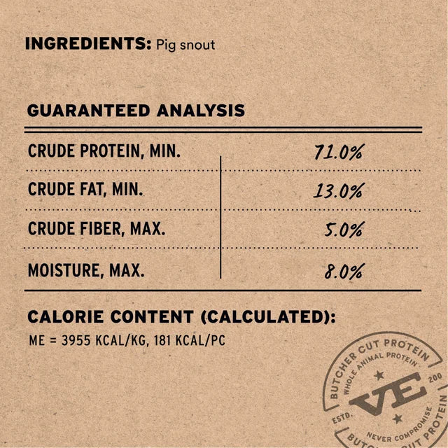 Vital Essentials Dog Freeze Dried Raw Bar,  Pig Snouts , Single