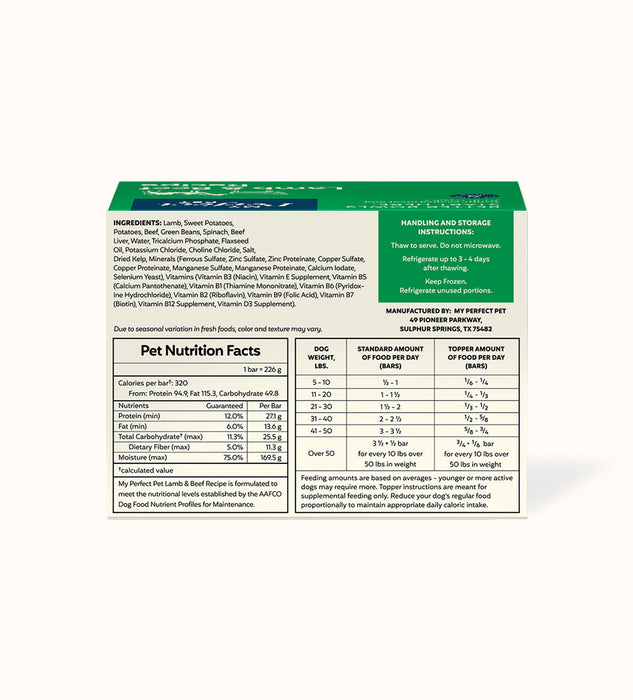 My Perfect Pet Dog Frozen Gently Cooked Food Lamb & Beef (New Formula)