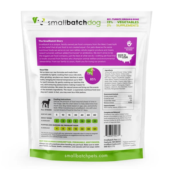 Small Batch Dog Frozen Lightly Cooked Food Turkey