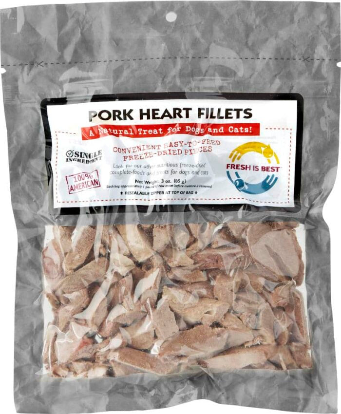 Fresh is Best Freeze Dried Treats, Pork Heart Fillets 3oz