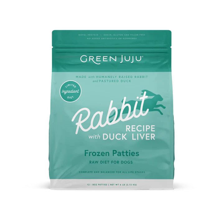 Green Juju Dog Frozen Raw Food Rabbit with Duck Liver