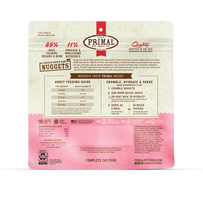 Primal Cat Freeze Dried Food Nuggets Beef & Salmon
