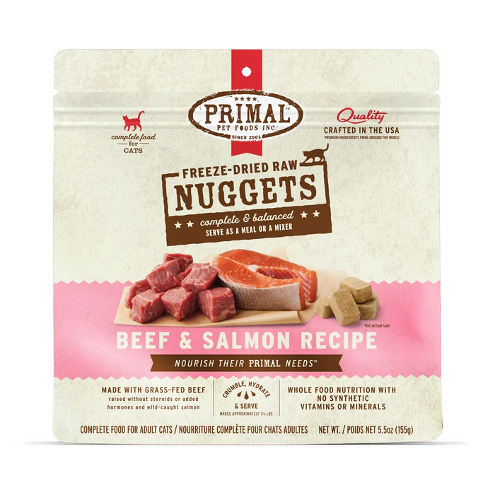 Primal Cat Freeze Dried Food Nuggets Beef & Salmon