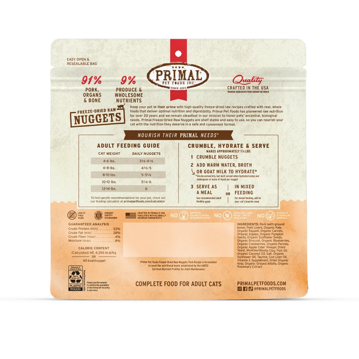 Primal Cat Freeze Dried Food Nuggets Pork