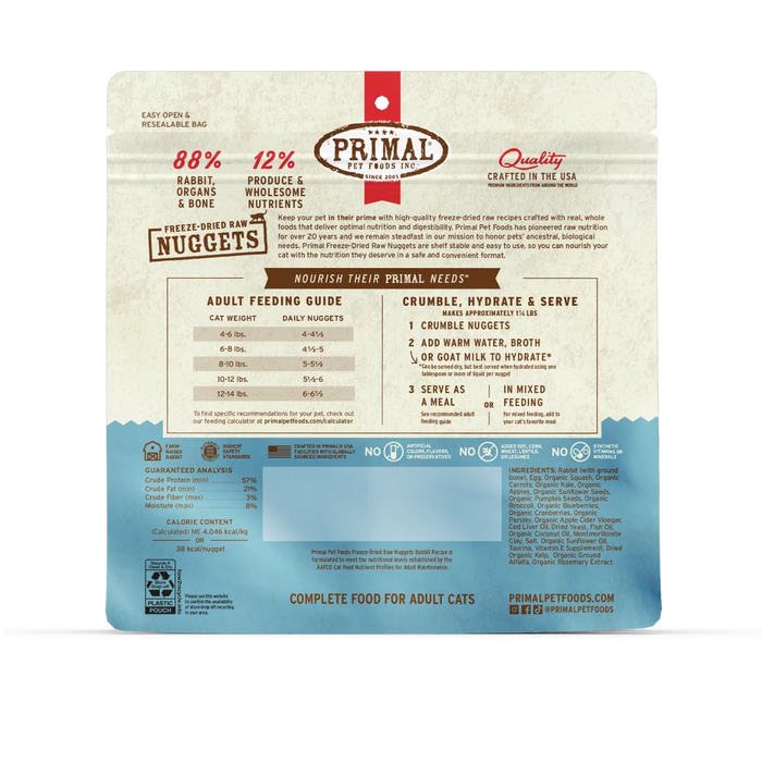 Primal Cat Freeze Dried Food Nuggets Rabbit