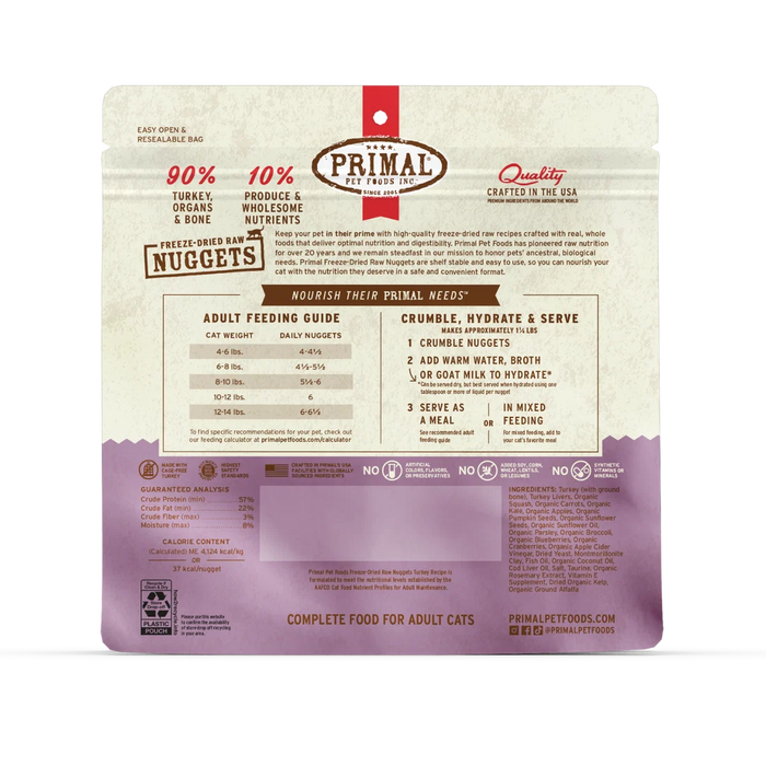 Primal Cat Freeze Dried Food Nuggets Turkey
