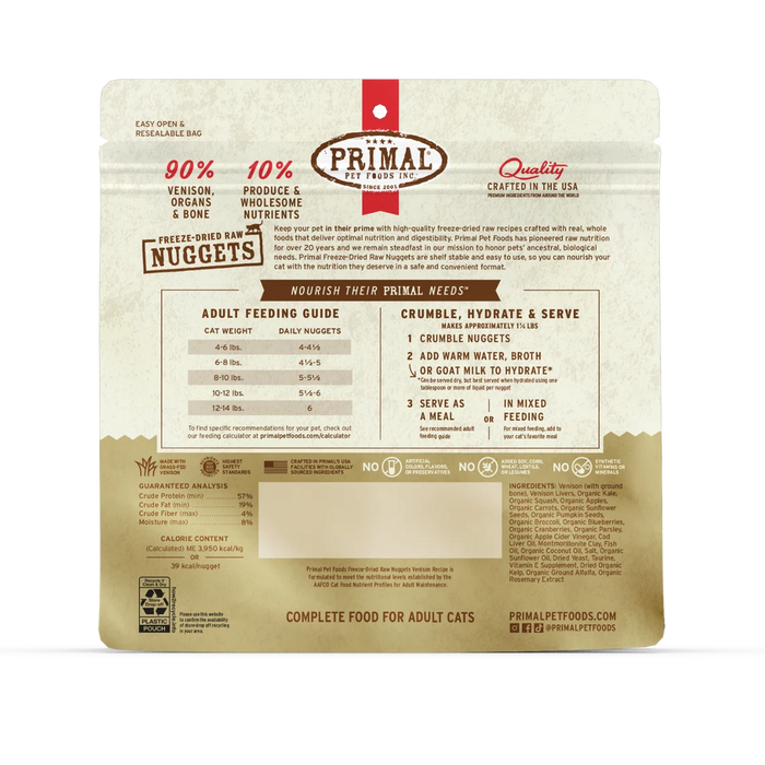 Primal Cat Freeze Dried Food Nuggets Venison