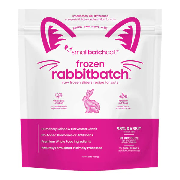 Small Batch Cat Frozen Raw Food Sliders Rabbit