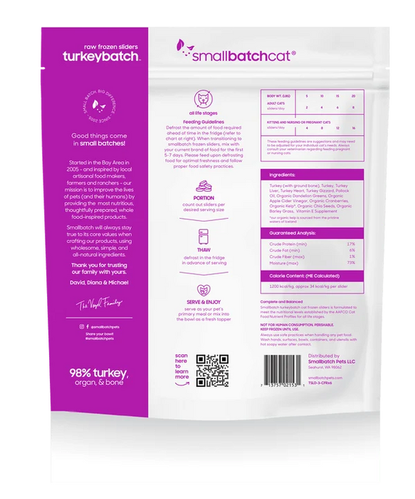 Small Batch Cat Frozen Raw Food Sliders Turkey