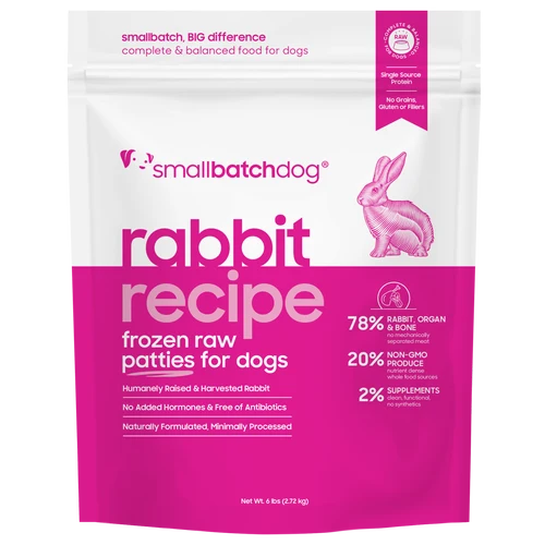 Small Batch Dog Frozen Raw Food Patties Rabbit