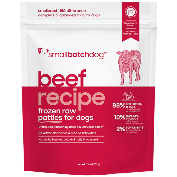 Small Batch Dog Frozen Raw Food Patties Beef