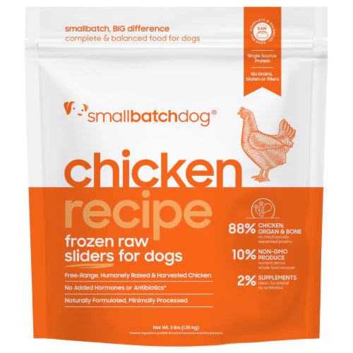Small Batch Dog Frozen Raw Food Sliders Chicken