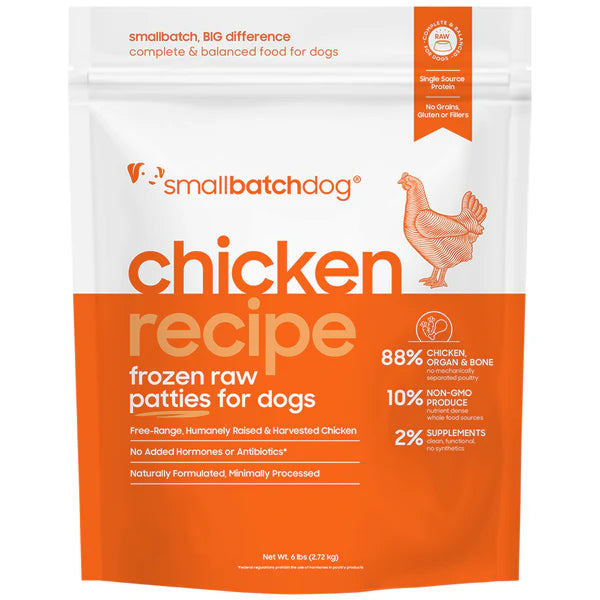 Small Batch Dog Frozen Raw Food Patties Chicken