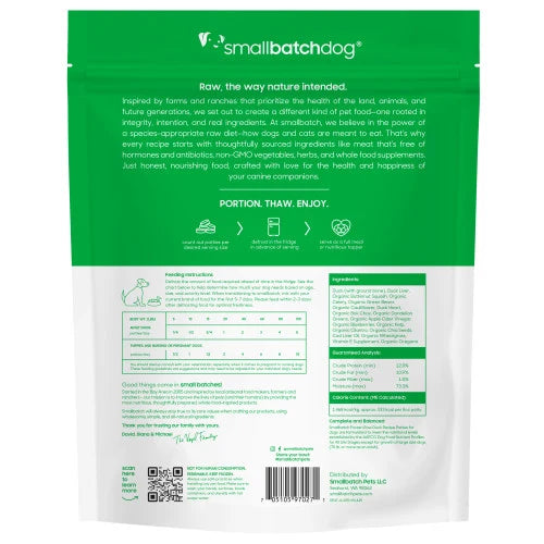 Small Batch Dog Frozen Raw Food Patties Duck