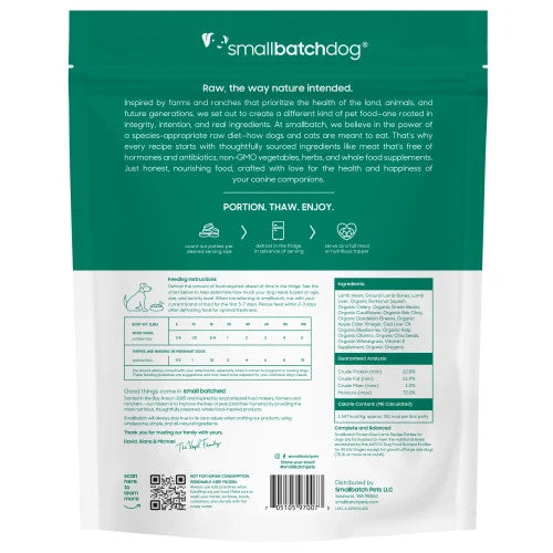 Small Batch Dog Frozen Raw Food Patties Lamb