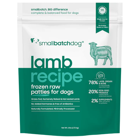 Small Batch Dog Frozen Raw Food Patties Lamb