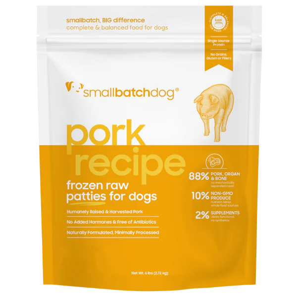 Small Batch Dog Frozen Raw Food Patties Pork