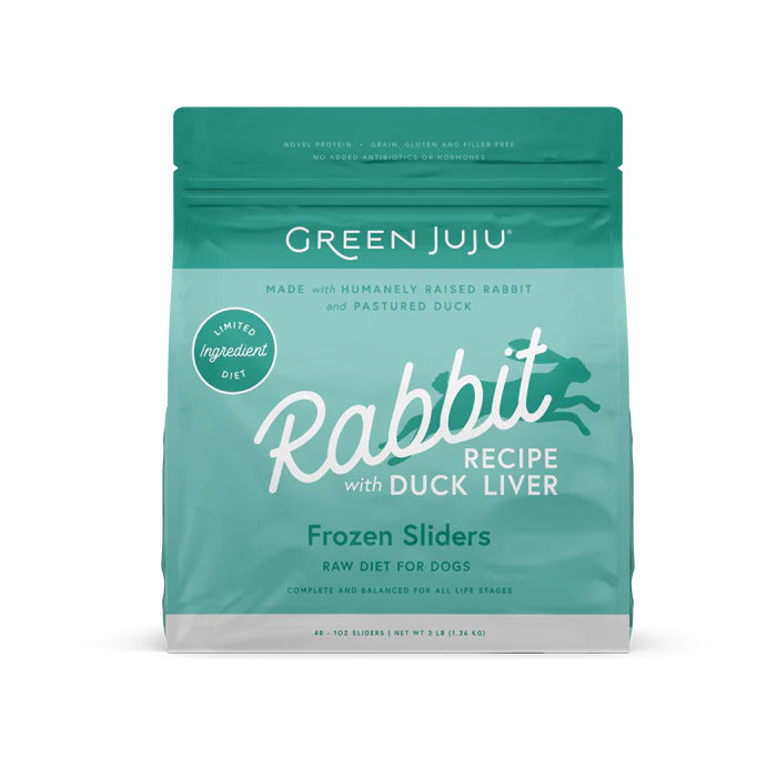 Green Juju Dog Frozen Raw Food Rabbit with Duck Liver