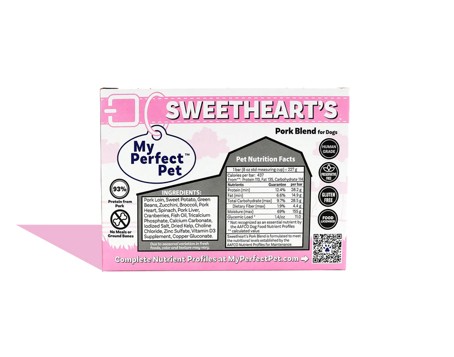 My Perfect Pet Dog Frozen Gently Cooked Food Sweetheart's Pork Blend