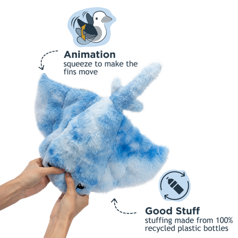 Tall Tails Plush Squeaker Dog Toy, Animated Manta Ray, 8.5