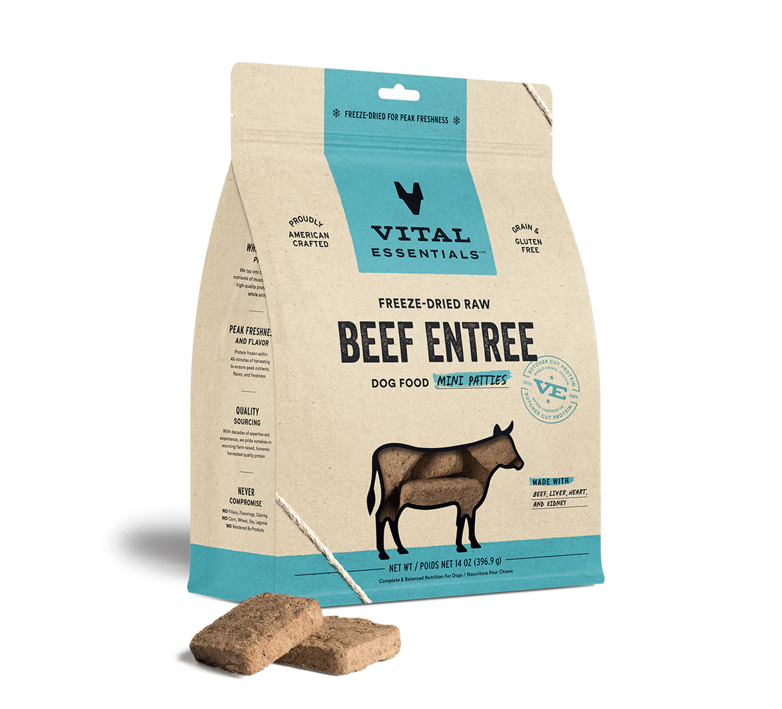 Vital Essentials Dog Freeze Dried Food Beef Mini Patties