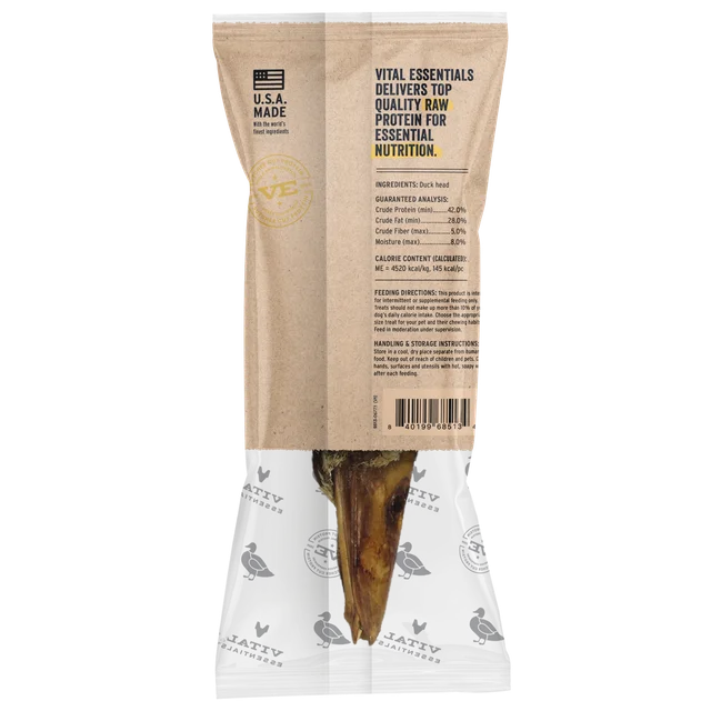 Vital Essentials Dog Freeze Dried Raw Bar,  Duck Head , Single