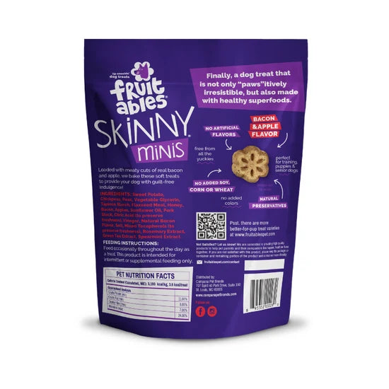 Fruitables Skinny Minis Chewy Dog Treats Apple & Bacon