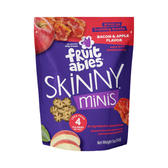 Fruitables Skinny Minis Chewy Dog Treats Apple & Bacon