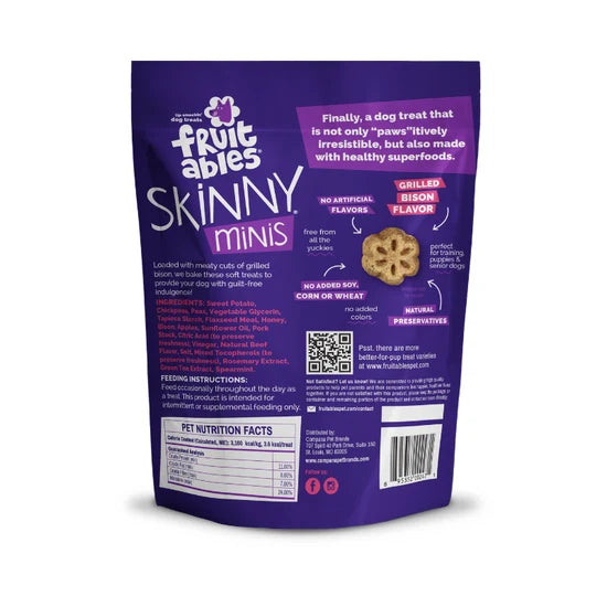 Fruitables Skinny Minis Chewy Dog Treats Bison