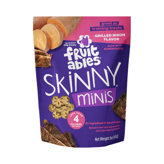 Fruitables Skinny Minis Chewy Dog Treats Bison