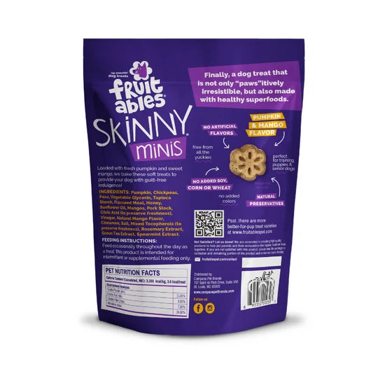 Fruitables Skinny Minis Chewy Dog Treats Pumpkin Mango