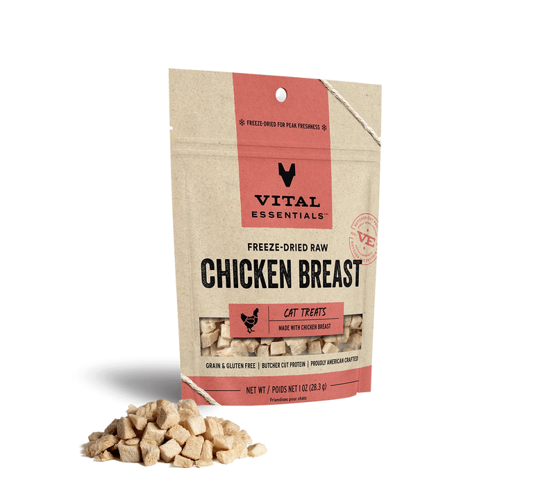 Vital Essentials Freeze Dried Cat Treats Chicken Breasts 1oz