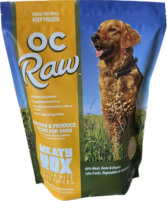 Meaty Rox Frozen Dog Food Chicken & Produce