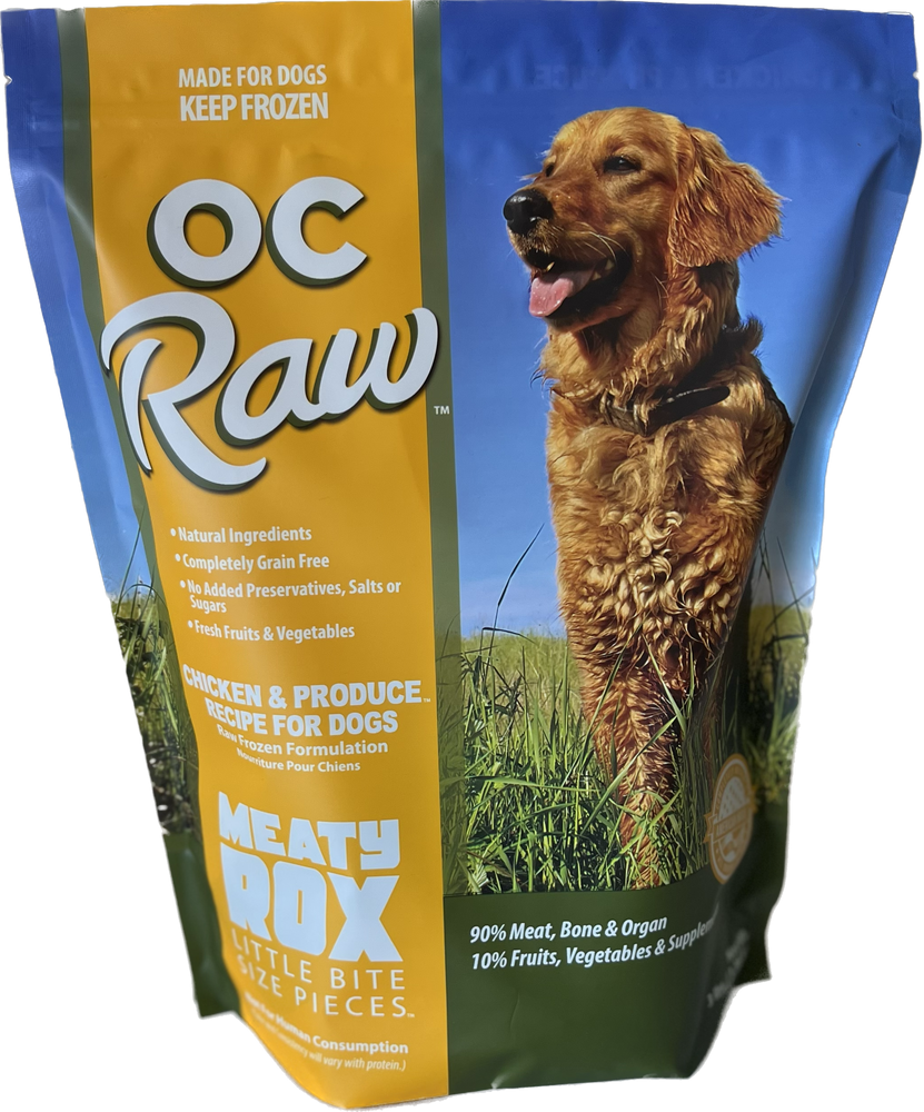 Meaty Rox Frozen Dog Food Chicken & Produce