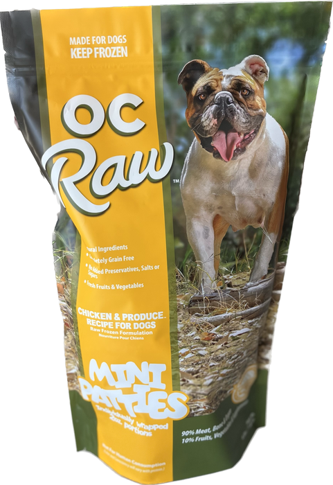 Mini Patties Frozen Dog Food Chicken & Produce