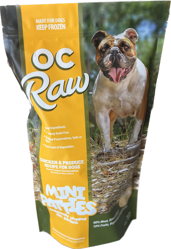 Mini Patties Frozen Dog Food Chicken & Produce