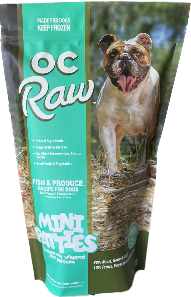 Mini Patties Frozen Dog Food Fish & Produce