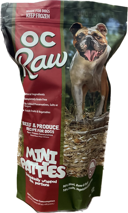 Mini Patties Frozen Dog Food Beef & Produce