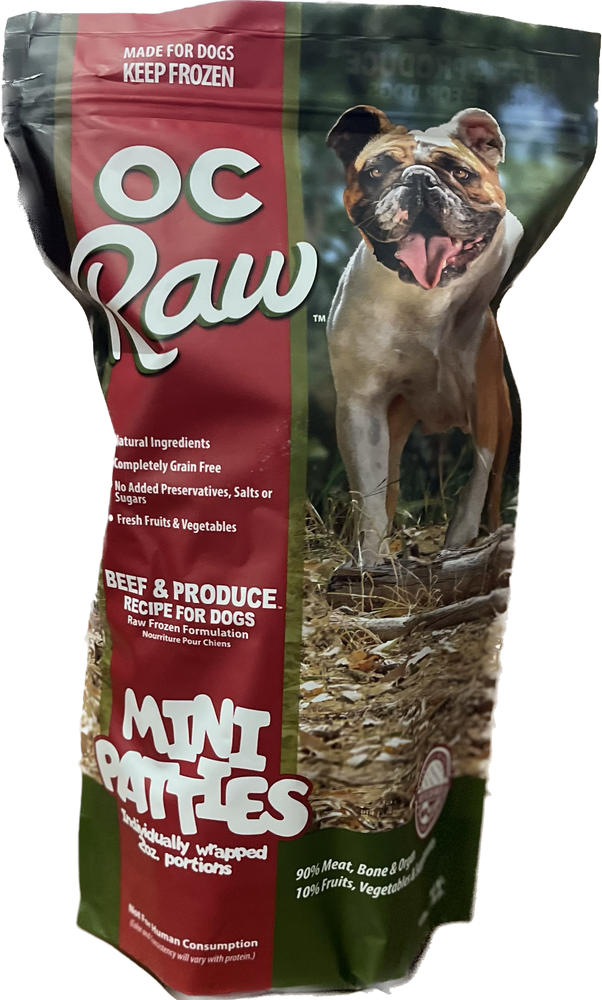 Mini Patties Frozen Dog Food Beef & Produce