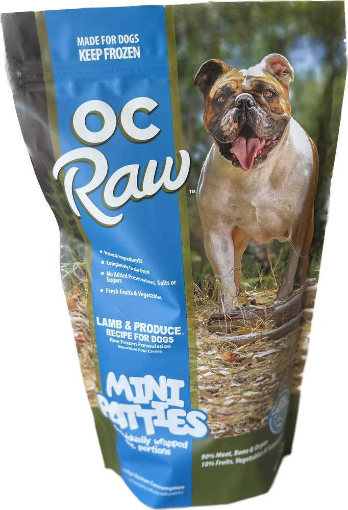Mini Patties Frozen Dog Food Lamb & Produce