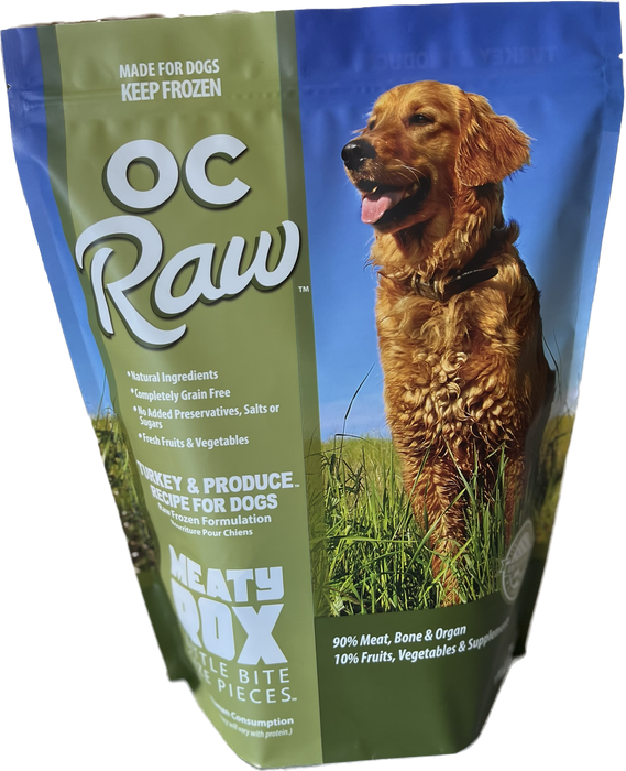 Meaty Rox Frozen Dog Food Turkey & Produce