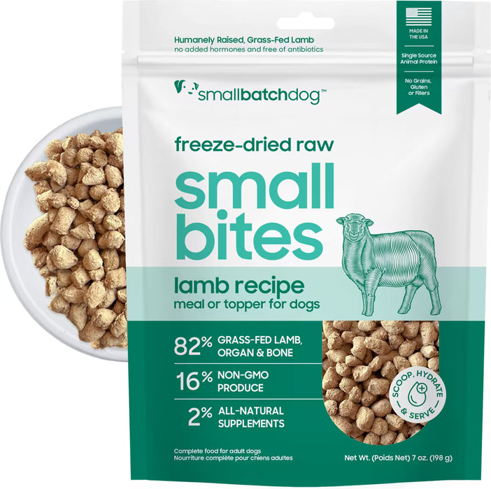 Small Batch Dog Freeze Dried Food Lamb, Small Bites