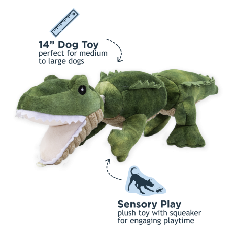 Tall Tails Plush Rope Dog Toy Jointed Alligator, 14"