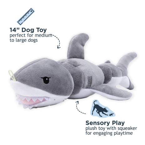 Tall Tails Plush Rope Dog Toy Jointed Shark, 14"